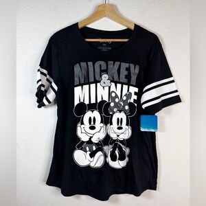 NWT Disney Mickey & Minnie B&W Baseball TShirt XL
